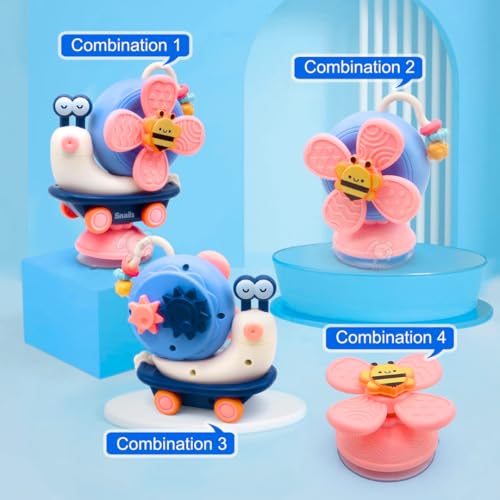 Storio 5-in-1 Suction Spinster Windmill Toy - Blue | Interactive Baby Toy for Bath & Play | Sensory Suction Cups Toy for Toddlers | Early Skill Development