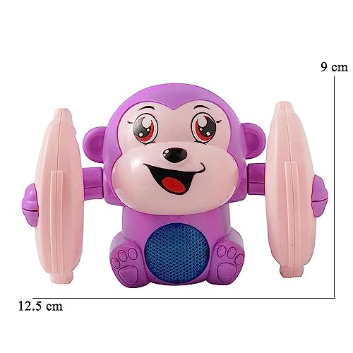 Storio Dancing Monkey Musical Toy for Kids Baby Spinning Rolling Doll Tumble Toy with Voice Control Musical Light and Sound Effects with Sensor, Multicolor