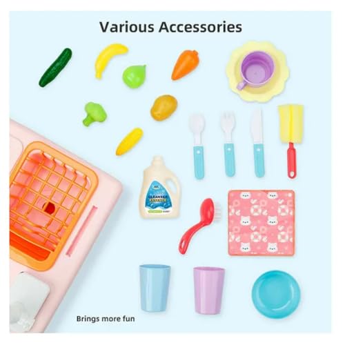 Storio Kitchen Set for Girls | Kids Play Electronic Wash Basin Sink with Live Running Water | Pretend Role Play Kitchen Toys Set - Pink