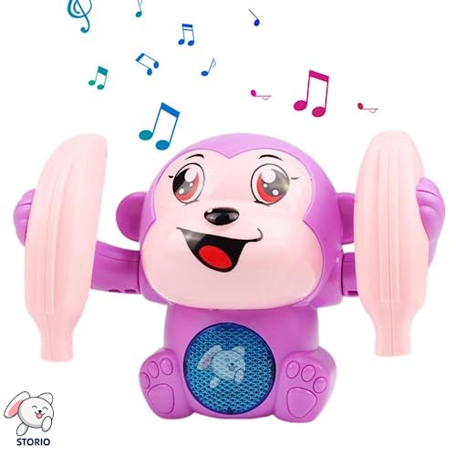 Storio Dancing Monkey Musical Toy for Kids Baby Spinning Rolling Doll Tumble Toy with Voice Control Musical Light and Sound Effects with Sensor, Multicolor