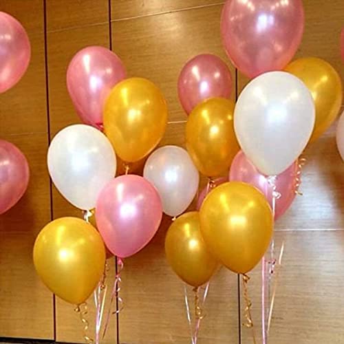 Storio 51 Pcs Pack of Pink Golden and White Metallic Balloons | Perfect for Girls, Kids, Women, Birthday Baby Shower Unicorn Princess 1st & 2nd Year Celebrations - Decorations Balloons Supplies Combo