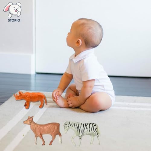 Storio 31pcs Animal Figure Toy Set | Includes Farm and Jungle Animal Playsets with an Artificial Tree and Fencing | Ideal for Birthday and Return Gifts | Educational Toyset for Kids Ages 3 and Up