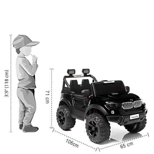 Storio Premium Rechargeable Baby Battery-Powered Electric Car Jeep for Kids – Electric Ride-On Car Toy with Bluetooth Music & Lights – Dual Control Mode for Ages 2 to 5 Year - Black