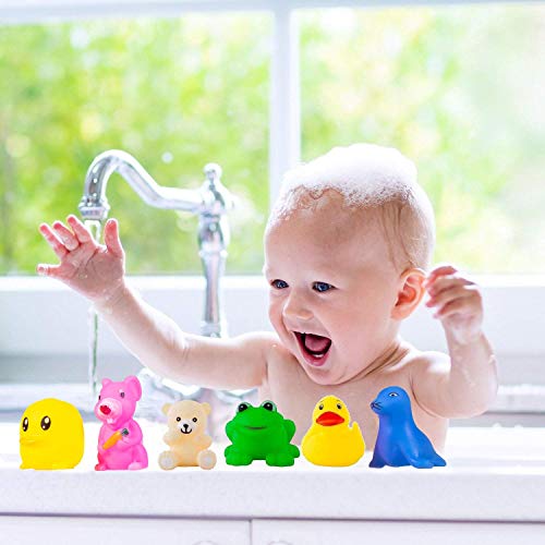 Storio Baby Bath Toy Set of 12 Pcs Chu Chu Colorful Animal Shape Toy (Multicolor)