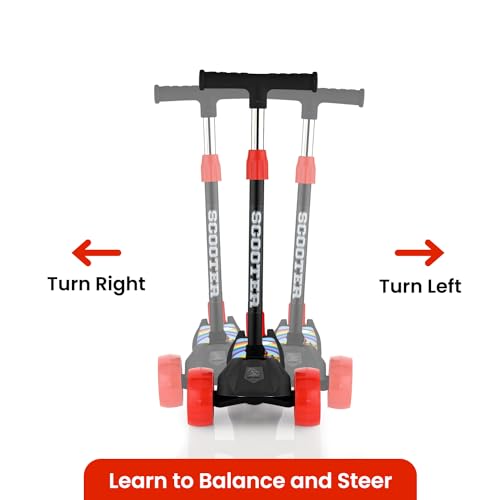 Storio Kick Scooter with Adjustable Height|Foldable Scooter|Skate Scooter for Kids with PVC Wheel|Age Upto 2-12 Years- Max User weight-60 kg, Red & Black