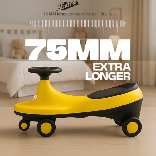 Storio Kids Magic Swing Car Twister Ride On | Toy Car with PU Wheels | Toy Car for 3 to 5 Years | Push Ride on Baby Car,100 Kg Capacity | Birthday Gift for Kids Boys and Girls - Yellow