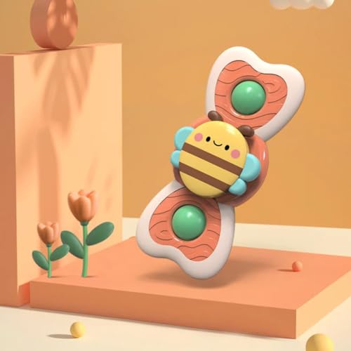 Storio Baby Products Bath Toys Suction Cup Spinner Toy | Set of 3 | for Baby Boys Girls | Pop up Waterproof Suction Cup Spinning Top Rotating Montessori Learning Toy