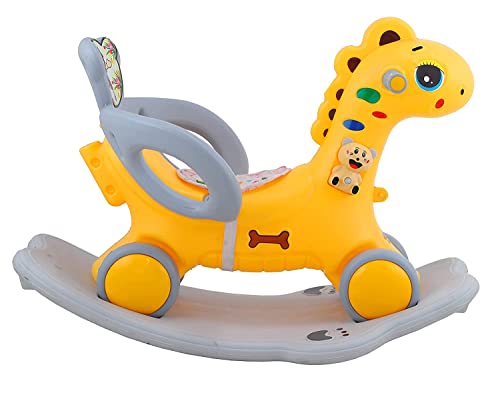 Storio Rio Ride-on 3 in 1 Baby Horse Rider for Kids | Baby Birthday Gift for Baby 1 Year to 5 Year |Horse for Baby, Rocker, Swing - Indoors and Outdoors Toy Suitable for Boys & Girls (Yellow)