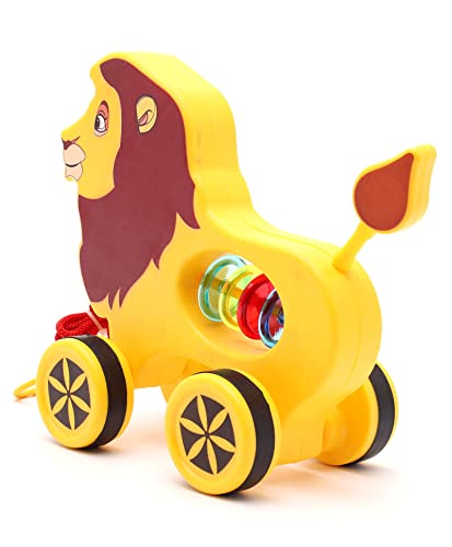 Storio Baby Products Pull Along Toddler Toy, Pull Along Toy with Attractive Design, Developmental Toy for 1 Year Old Girl Boy - Lion
