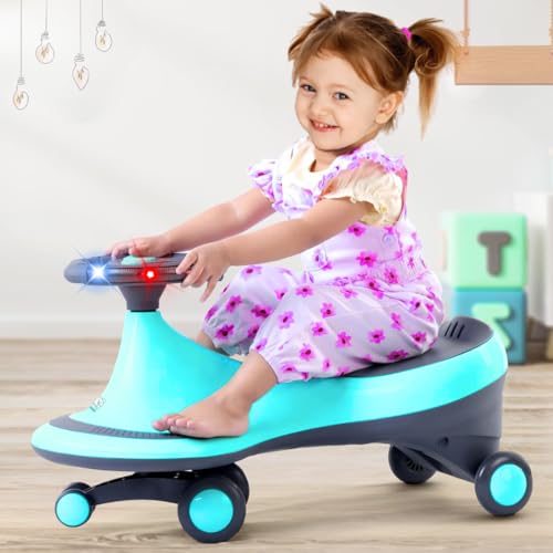Storio Kids Magic Swing Car with Light & Music | Magic Twister Ride | Toy Car with PU Wheels | Toy Car for 3 to 5 Years Kids | Push Ride on Baby Car,100 Kg Capacity | Christmas Gift - Blue