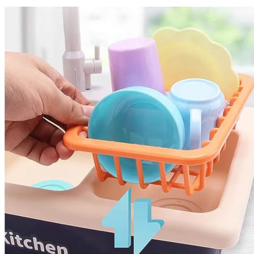 Storio Kitchen Set for Girls | Kids Play Electronic Wash Basin Sink with Live Running Water | Pretend Role Play Kitchen Toys Set - Blue