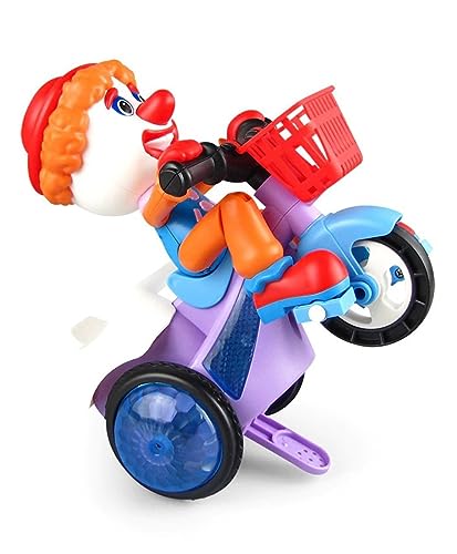 Storio Bump and Go Joker Dancing Tricycle Toy with Music and Light Activity Play Center Toy 360 Degree Rotating with Flashing Lights Action Toys for Kid