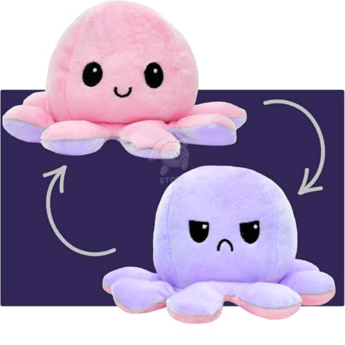 Storio Toy Octopus Plushie Reversible Soft Toys for Kids | Plush Soft Toys for Baby Boys and Girls| Best Gift | Octopus Soft Toy for Kids -Purple Pink