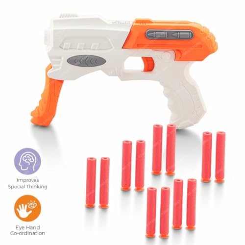 Storio EVO Sniper Hot Fire Gun Toy with 10 Safe Soft Foam Bullets, Fun Target Shooting Battle Fight Game for Kids Boys - White