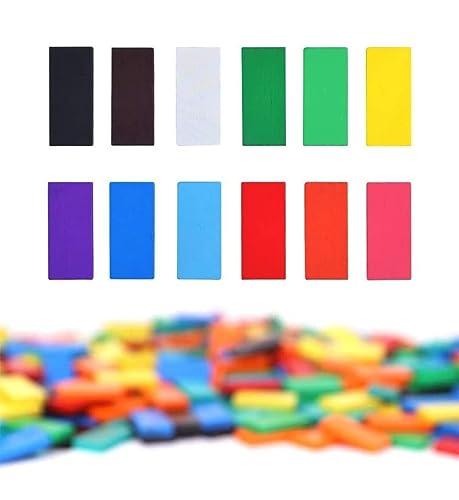 Storio 120 pcs 12 Color Wooden Dominos Blocks Set, for Kids Game Educational Play Toy, Domino Racing Toy Game