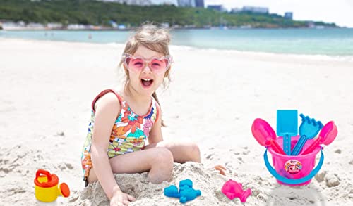 Storio Beach Sand Toys Castle Play Set with Fish, Crab Moulds for Kids & Toddlers, Useful for Gardening & Outdoor Tool Kit (Unicorn Castle Beach Theme)