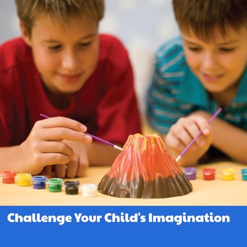 Storio Volcano Eruption DIY Science Kit for Kids | Make Your Own Volcano with Mold, Gypsum & Paint | Fun Learning Activity for Boys & Girls Age 5+ | STEM Educational Experiment Kit