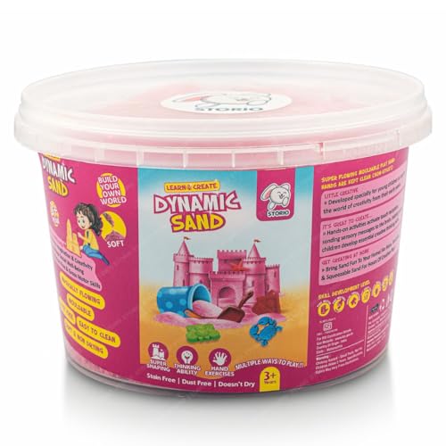 Storio Amazingly Soft Space Dynamic Play Sand - 500g with One Free Mold Toys for Kids Indoor Beach Play Kit | Non-Sticky & Non-Toxic - Pink
