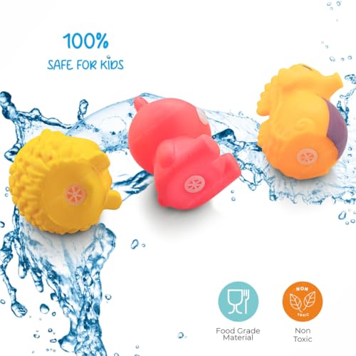 Storio Super Cute Animals Swimming Water Toys Non-Toxic,BPA Free Colorful Soft Rubber Float Squeeze Sound Squeaky Bathing Toy for Baby Chu Chu Toy Set of 12