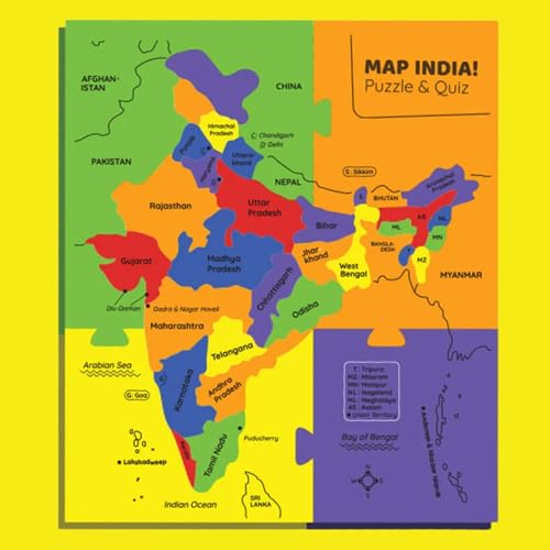 Storio EVA Foam Geography of India Map Puzzles for Kids with Trump Fact Cards for Playing Learning & Educational Toys - Jigsaw Puzzles for Kids Ages 4-8 - Gift for 4, 5, 6, 7, 8 Year Old Boys & Girls