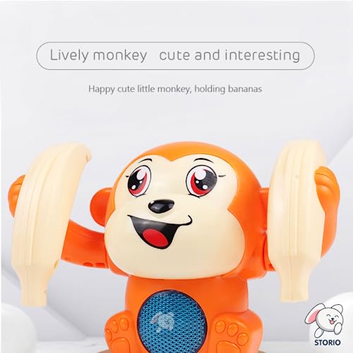 Storio Dancing Monkey Musical Toy for Kids Baby Spinning Rolling Doll Tumble Toy with Voice Control Musical Light and Sound Effects with Sensor, Multicolor