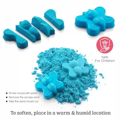 Storio Amazingly Soft Space Dynamic Play Sand - 500g with One Free Mold Toys for Kids Indoor Beach Play Kit | Non-Sticky & Non-Toxic - Blue