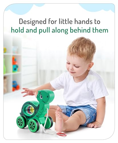 Storio Baby Products Pull Along Toddler Toy, Pull Along Toy with Attractive Design, Developmental Toy for 1 Year Old Girl Boy - Turtle