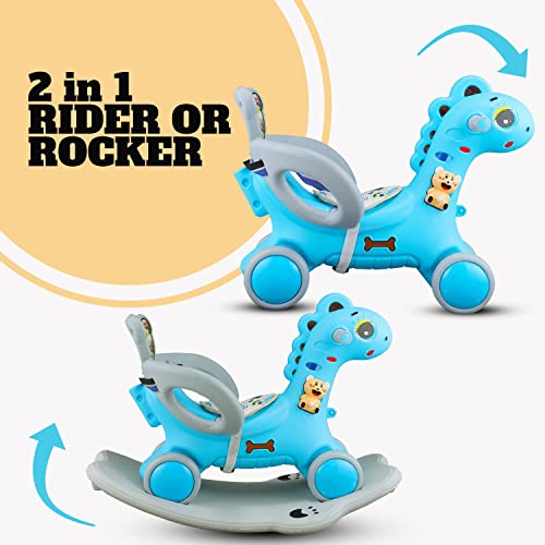 Storio Rio Ride-on 3 in 1 Baby Horse Rider for Kids | Baby Birthday Gift for Baby 1 Year to 5 Year |Horse for Baby, Rocker, Swing - Indoors and Outdoors Toy Suitable for Boys & Girls (Blue)