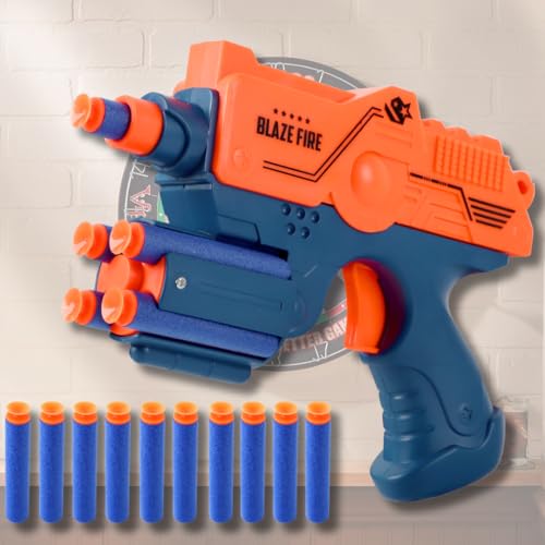 Storio Blaze Fire Storm Soft Bullet Gun Toy with 10 Safe Soft Foam Bullets, Fun Target Shooting Battle Fight Game for Kids Boys (SMG2)
