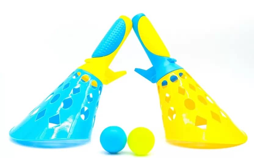 Storio Click and Catch Twin Ball Launcher Game with 3 Balls Indoor Outdoor Toy Set, Pop & Catch Ball Play Fun Boys & Girls