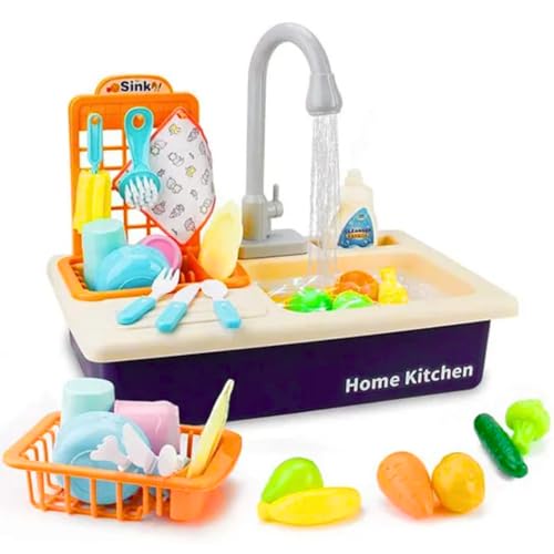 Storio Kitchen Set for Girls | Kids Play Electronic Wash Basin Sink with Live Running Water | Pretend Role Play Kitchen Toys Set - Blue