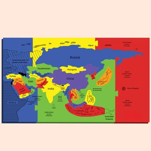 Storio EVA Foam Asia Map Puzzles for Kids with Trump Fact Cards for Playing Learning & Educational Toys - Jigsaw Puzzles for Kids Ages 4-8 - Gift for 4, 5, 6, 7, 8 Year Old Boys & Girls