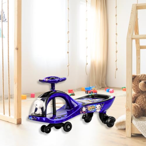 Storio Swing Ride on & Car for Kids with Music & Horn Steering, Push Car for Baby with Backrest, Safety Guard, Under Seat Storage & Big Wheels, Ride on for Kids 0 to 3 Year - Blue