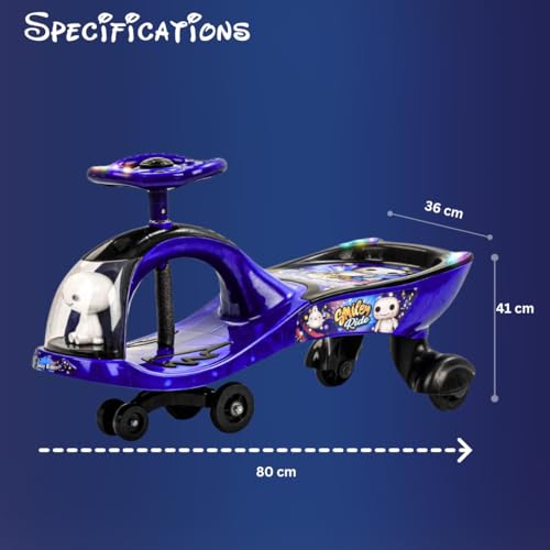 Storio Swing Ride on & Car for Kids with Music & Horn Steering, Push Car for Baby with Backrest, Safety Guard, Under Seat Storage & Big Wheels, Ride on for Kids 0 to 3 Year - Blue