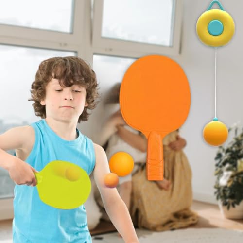 Storio Hanging Table Tennis Trainer Ball Set Ping Pong Indoor Games for Kids | Interactive Fun with 2 Rackets and 5 Balls