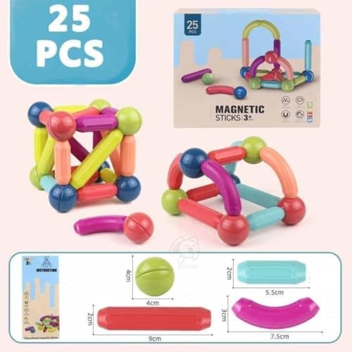 Storio Magnetic Building Blocks/Sticks Kids Toys, Educational Learning Sticks and Balls, Activities Toys for Toddlers, Kids Toys for 3+ Year Old | Best Gifts - 25pcs