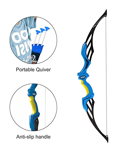 Storio Kids Bow & Arrow Toy | Archery Set for Boys and Girls, Outdoor Hunting Game with 3 Suction Cup Arrows, Target & Quiver | Target Game Perfect for Kids - Blue