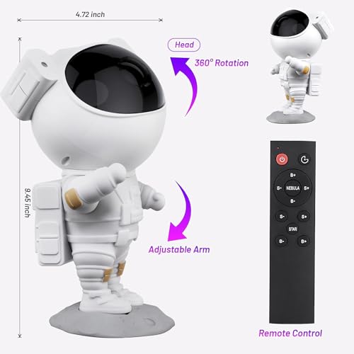 Storio Baby Toys Astronaut Galaxy Projector with Remote Control - 360° Adjustable Timer Kids Astronaut Nebula Night Light, for Gifts,Baby Adults Bedroom, Gaming Room, Home and Party