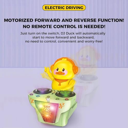 Storio Bump and Go DJ Duck Dancing Toy with Music and Light Activity Play Center Toy 360 Degree Rotating with Flashing Lights Action Toys for Kids