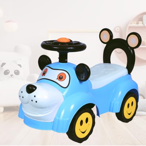 Storio Swing Ride on & Car for Kids with Music & Horn Steering, Push Car for Baby with Backrest, Safety Guard, Under Seat Storage & Big Wheels, Ride on for Kids 0 1 to 3 Years - Blue