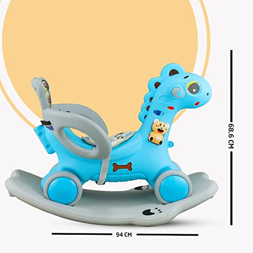 Storio Rio Ride-on 3 in 1 Baby Horse Rider for Kids | Baby Birthday Gift for Baby 1 Year to 5 Year |Horse for Baby, Rocker, Swing - Indoors and Outdoors Toy Suitable for Boys & Girls (Blue)