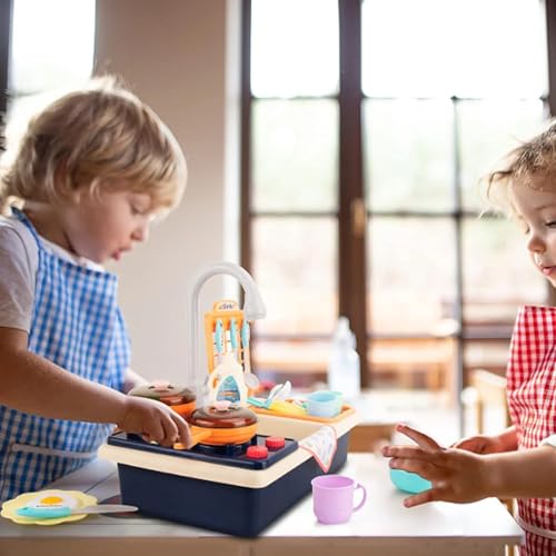 Storio Kitchen Set for Girls | Kids Play Electronic Wash Basin Sink with Live Running Water | Pretend Role Play Kitchen Toys Set - Pink