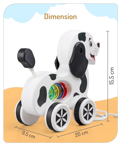 Storio Baby Products Pull Along Toddler Toy, Pull Along Toy with Attractive Design, Developmental Toy for 1 Year Old Girl Boy - Dog