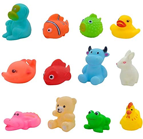 Storio Rubber Colorful Floating Baby Toys Bath Aquatic Animals Chu Chu Toys for Newborn Babies, Kids, Assorted
