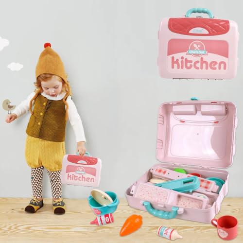 Storio Kitchen Set Toys for Girls with Cooking Utensils, Little Chef Realistic Miniature Pretend Role Play Food Party for Boys Girls