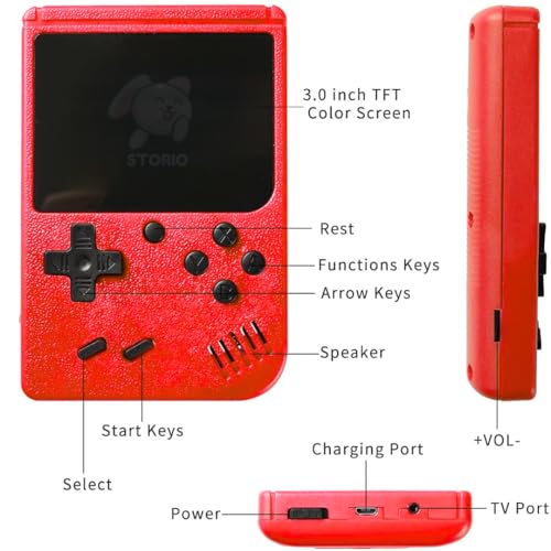 Storio Rechargeable Pocket Video Game for Kids 400 in 1 Retro Game Box Console Handheld Game Box with TV Output, Multicolour