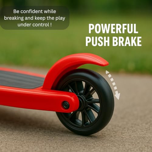 Storio Zipster Foldable Kick Scooter for Kids | Skating Cycle Style Scooter with Adjustable Handle & Foldable Design | Lightweight Ride-On Toy for Boys & Girls - Red and Black