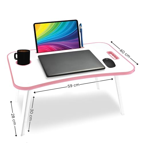 Storio Alloy Steel Multipurpose Table for Home Office Or Writing Desk/Folding Table for School and Study/Convenient Folding Study Table/Adaptable Work-from-Home Table- Pink