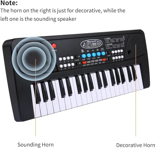 Storio Musical Sound Toys 37 Key Piano Keyboard Toy with Recording and Mic and Adapter for Power | 8 Rhythms 8 Tones 6 Demos Portable Electronic Keyboard Toy Beginners Age 3 to 5 Years Boys Girls