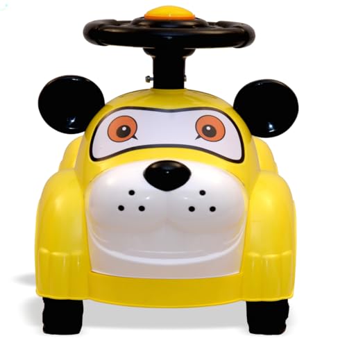 Storio Swing Ride on & Car for Kids with Music & Horn Steering, Push Car for Baby with Backrest, Safety Guard, Under Seat Storage & Big Wheels, Ride on for Kids 0 1 to 3 Years Upto 25 Kgs - Yellow